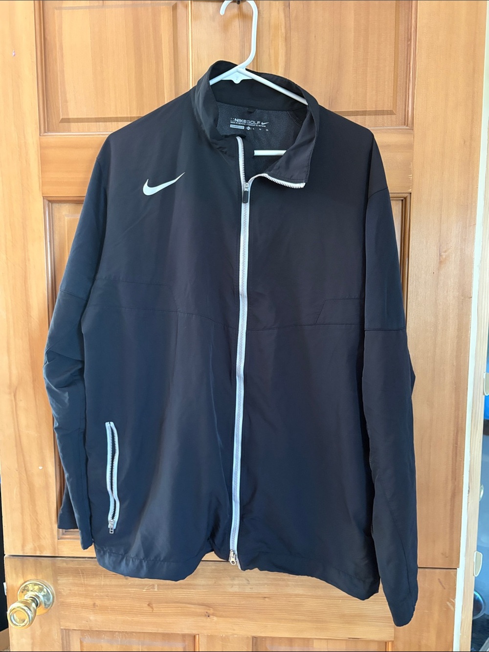 Nike Golf Black Lightweight Full-Zip Jacket with White Trim